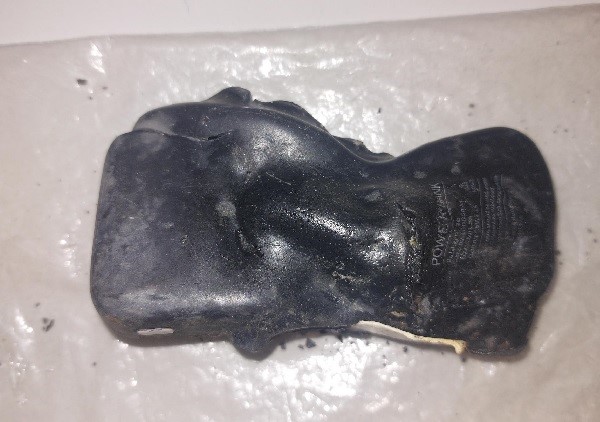 The power bank with a lithium-ion battery inside incorrectly put into a kerbside recycling bin that caused a fire at Tauranga’s recycling processing centre recently. 
